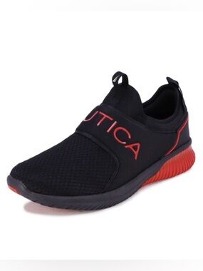 Nautica Men's Coaster Lightweight Comfort Sneakers Joggers Black/Red Size 10.5